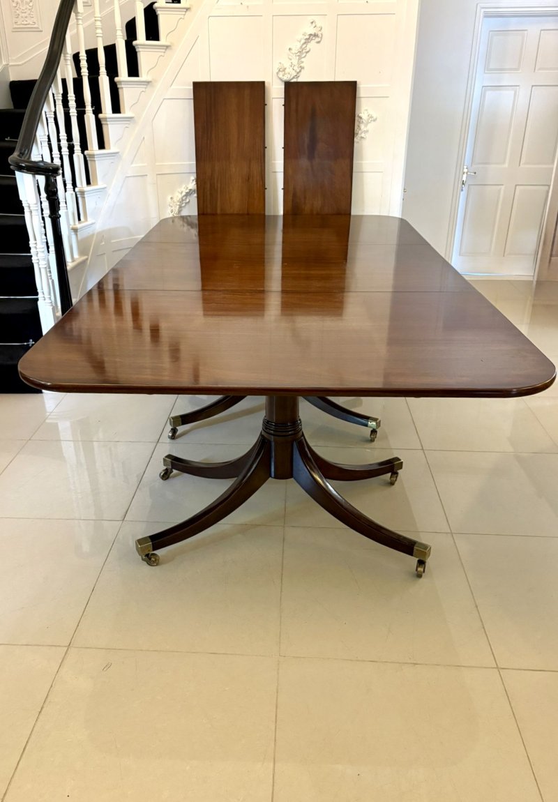 Large Antique Edwardian 18 Seater Superb Quality Figured Mahogany 3 Pilar Dining Table - Image 9